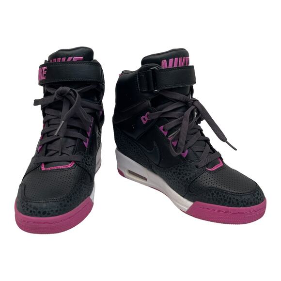 Nike Air Women's Black Pink Revolution Sky High Sneaker Wedge Sizes 7 & 8 - Picture 7 of 8